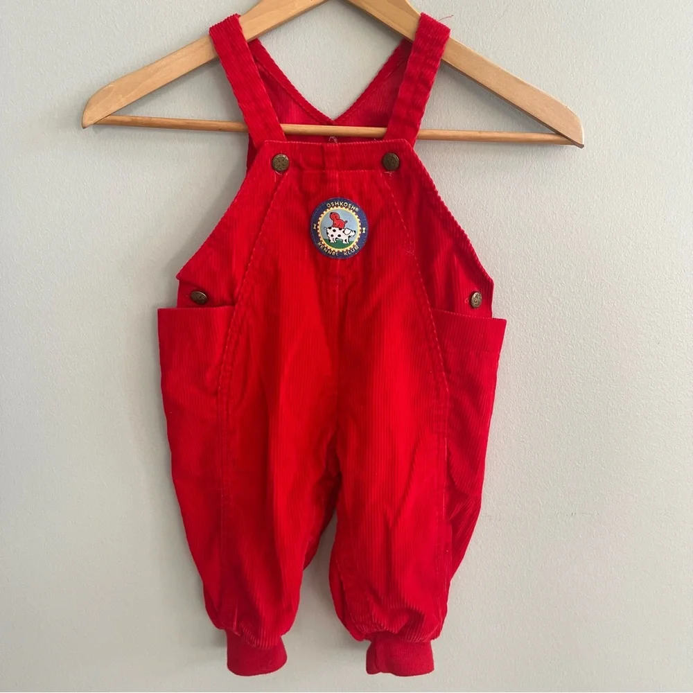 Vintage OshKosh Kennel Klub Corduroy Overalls Size 18 months Made in USA